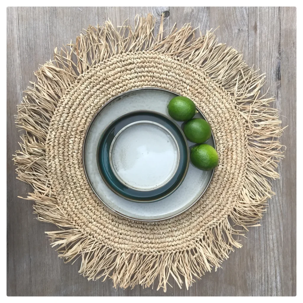 De Fringe Raffia Placemat Rond - Naturel - Afbeelding 2