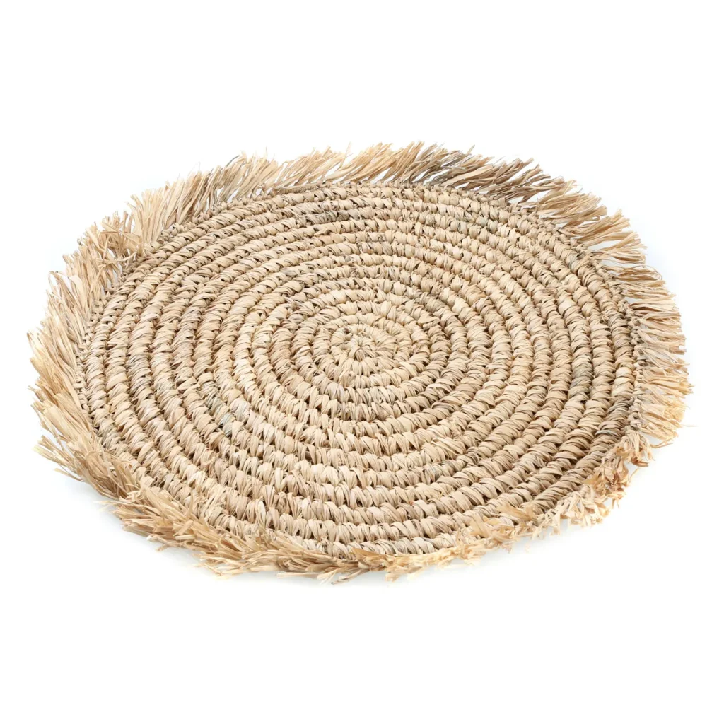 De Fringe Raffia Placemat Rond - Naturel - Afbeelding 3