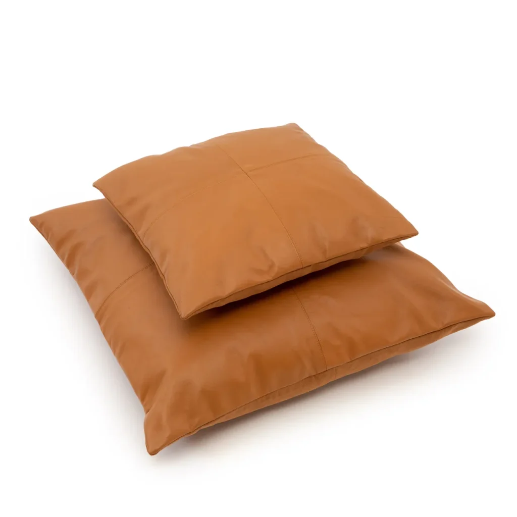 De Four Panel Leather Kussenhoes - Camel - 60x60 - Afbeelding 4