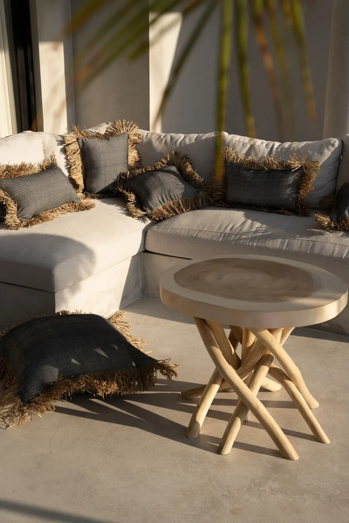 De Cotton Bonita Kussenhoes - Zwart Naturel - 60x60 - Afbeelding 4