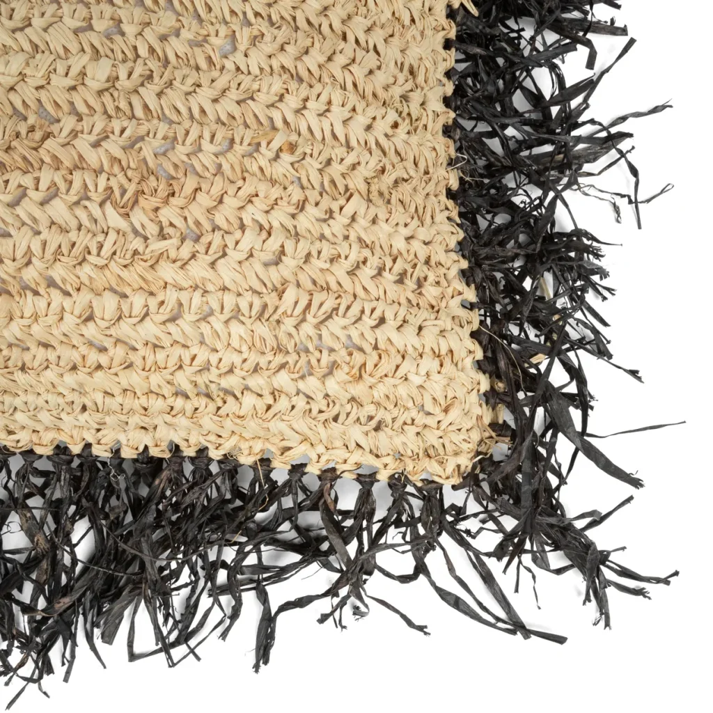 De Raffia Kussenhoes - Naturel Zwart - 60x60 - Afbeelding 5