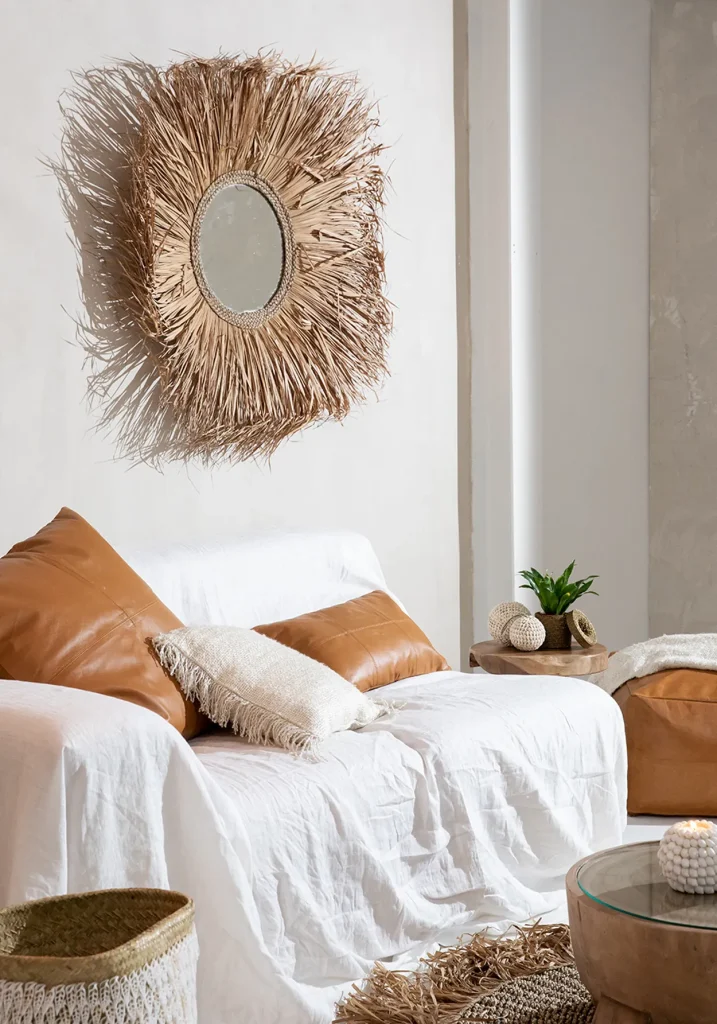 De Four Panel Leather Kussenhoes - Camel - 60x60 - Afbeelding 7