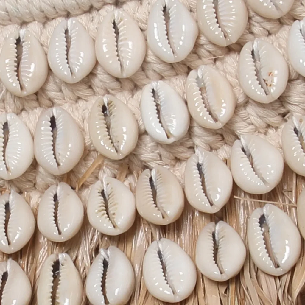 De Raffia Cowrie Spiegel - Naturel Wit - Afbeelding 8
