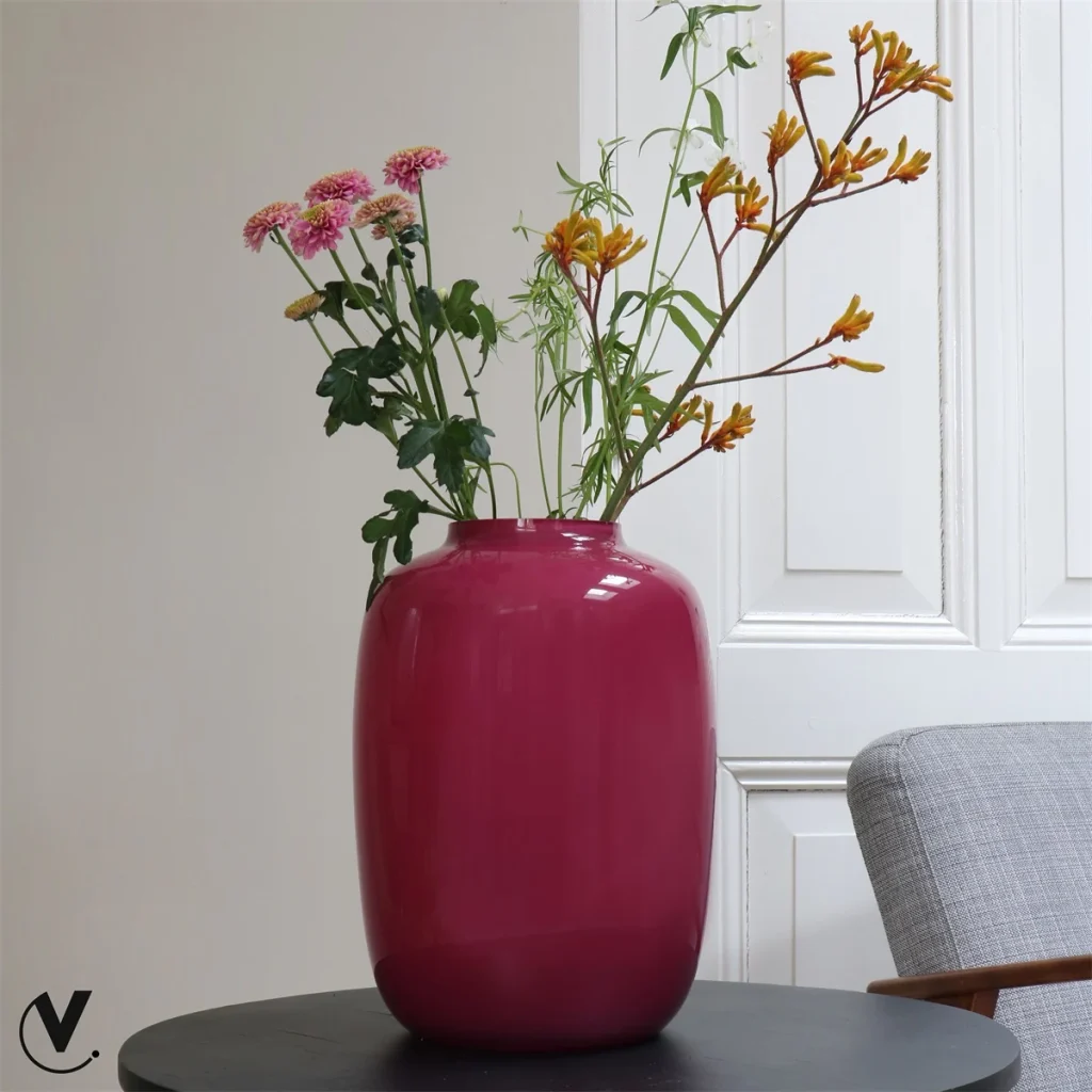 Vaas Happy Hippie Pink (Mauve) glans H35 cm - Afbeelding 3