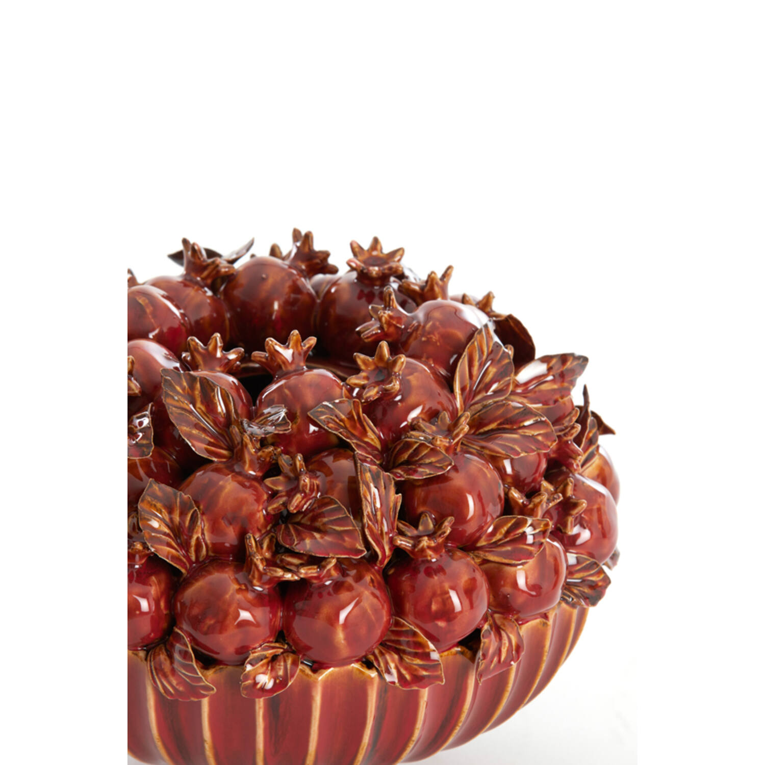 Vaas deco Ø28,5x23 cm POMEGRANATE keramiek bordeaux - Afbeelding 2