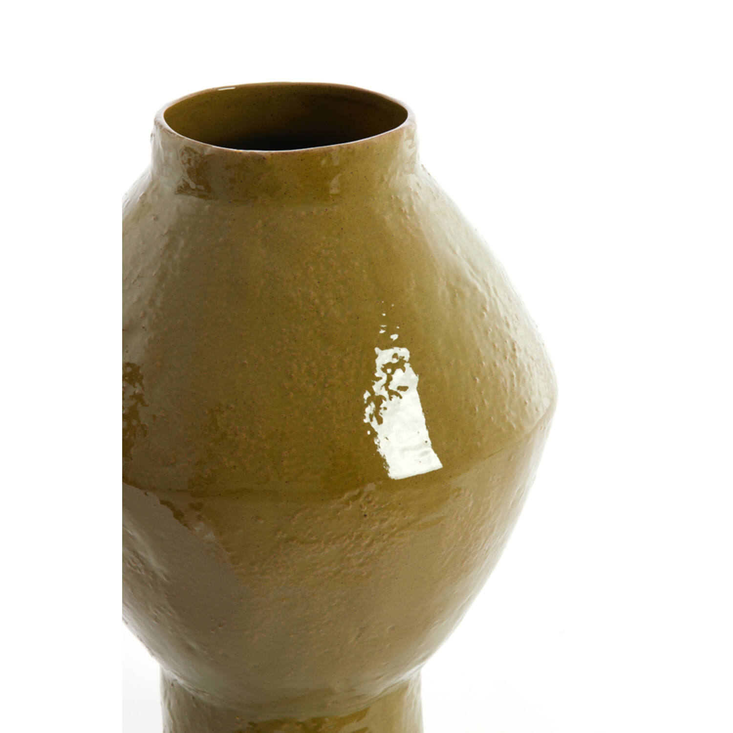 Vaas deco Ø29x41 cm VASORA keramiek glanzend olijf groen - Afbeelding 2