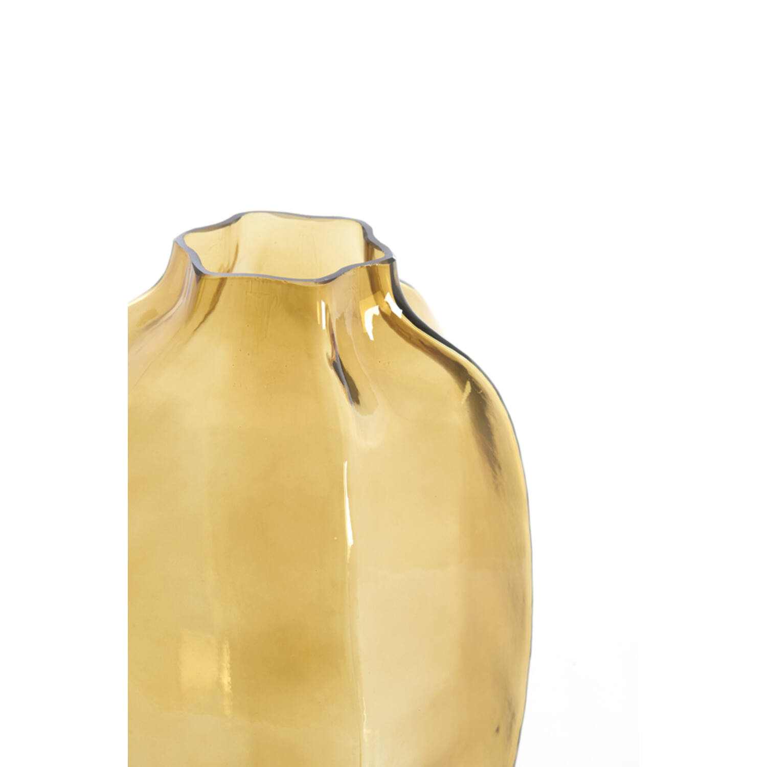 Vase Ø20x30 cm FALZES glass clear amber - Afbeelding 4