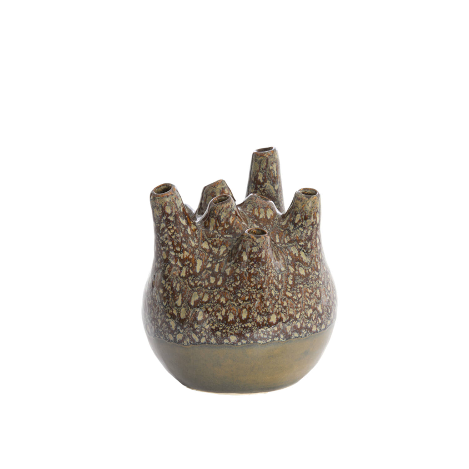 Vase deco Ø19,5x23 cm COSENZA ceramics brown+bronze - Afbeelding 4