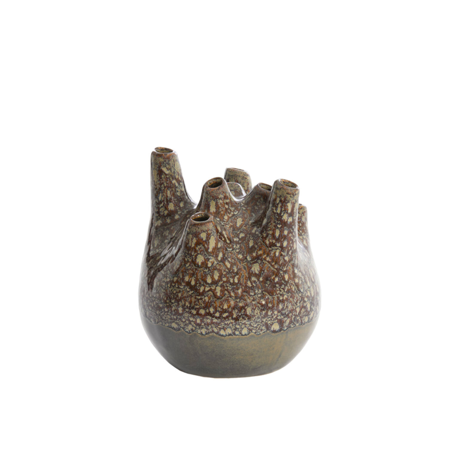 Vase deco Ø19,5x23 cm COSENZA ceramics brown+bronze - Afbeelding 3