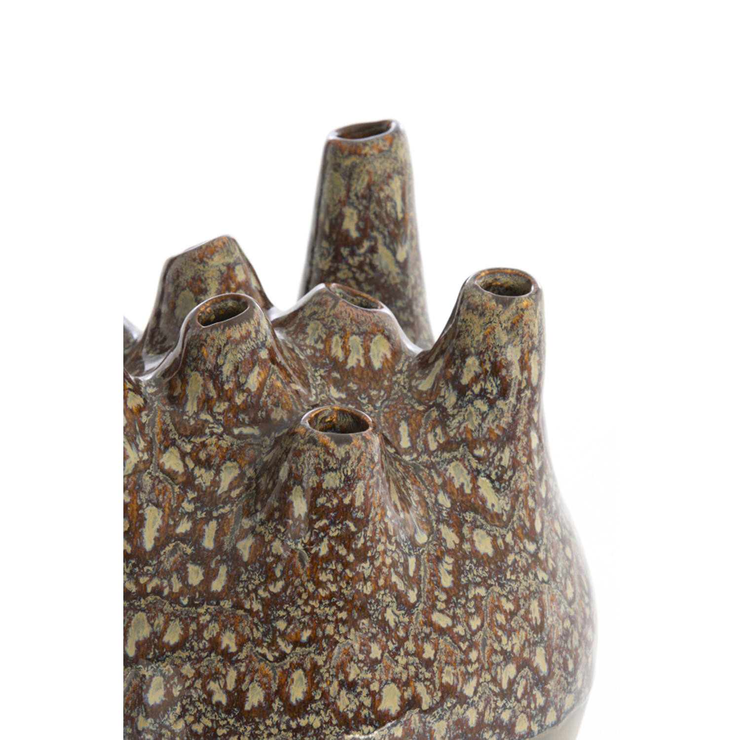Vase deco Ø19,5x23 cm COSENZA ceramics brown+bronze - Afbeelding 2
