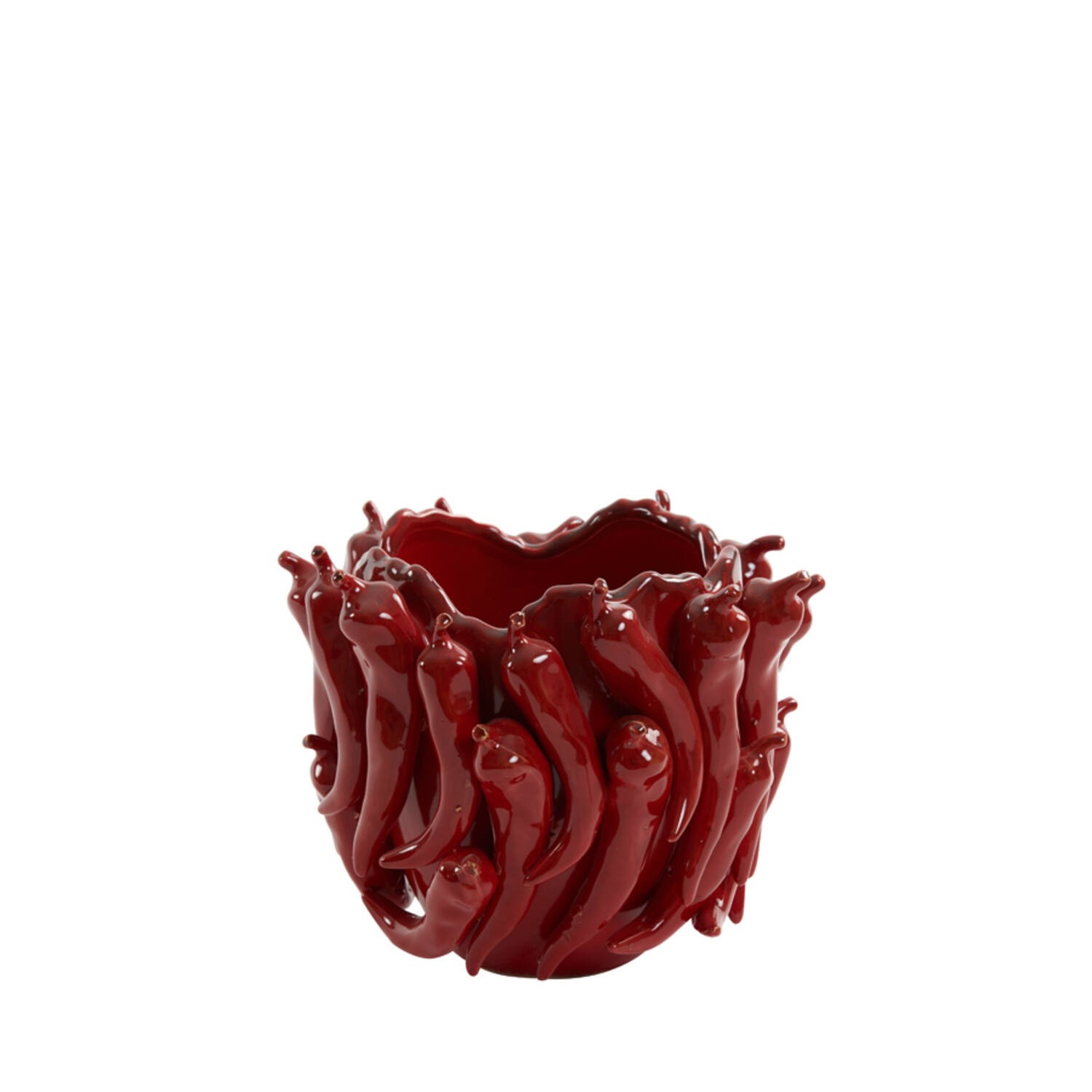 Vaas deco 25,5x24,5x20,5 cm PEPPER keramiek rood