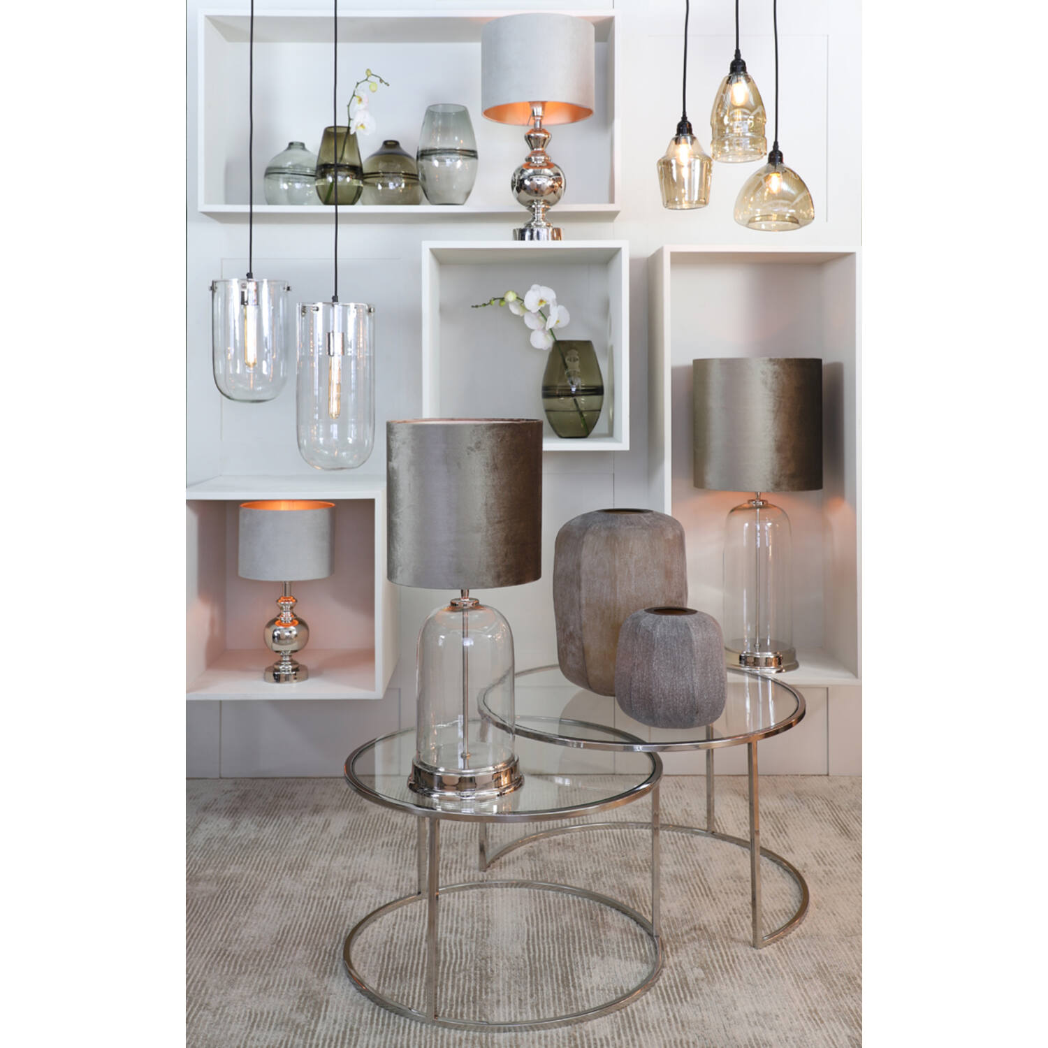 Vaas Ø33x42 cm PACENGO glas licht bruin